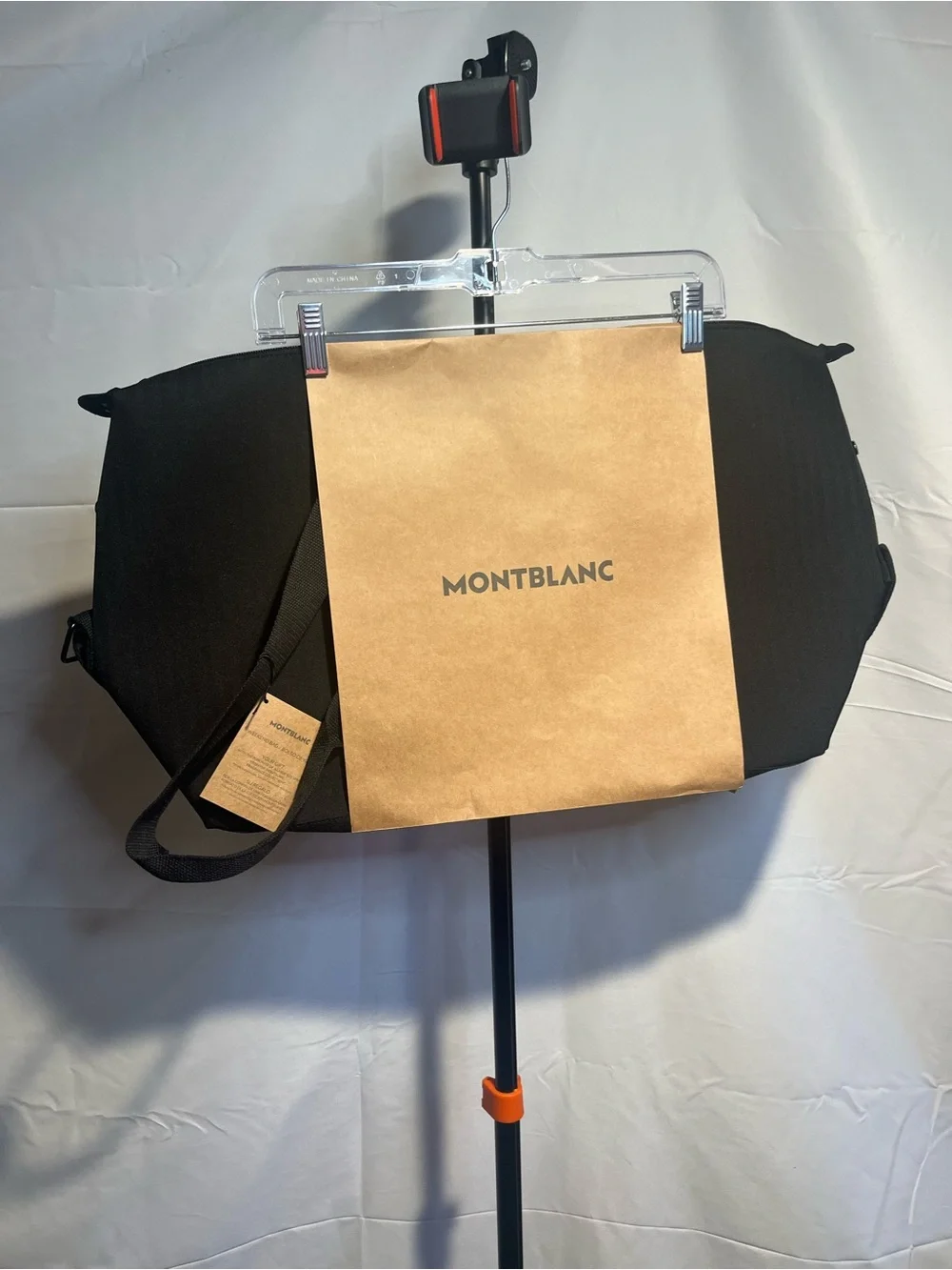 Montblanc Parfums Stylish Black Canvas Weekender Duffle Bag